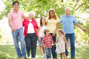 Multi-generation family in park